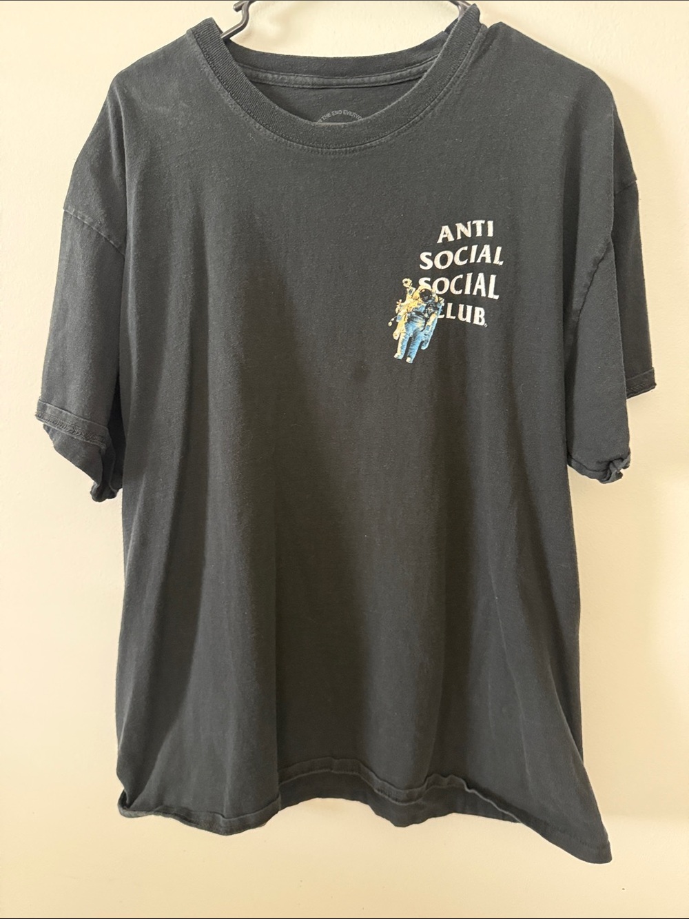 Anti Social Social Club Black Tee with Small Colorful Graphic